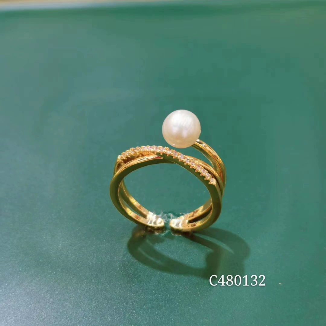 The new Korean version natural freshwater pearl ring is fashionable and versatile. It is a lucky micro-set 14k gold handcrafted open ring