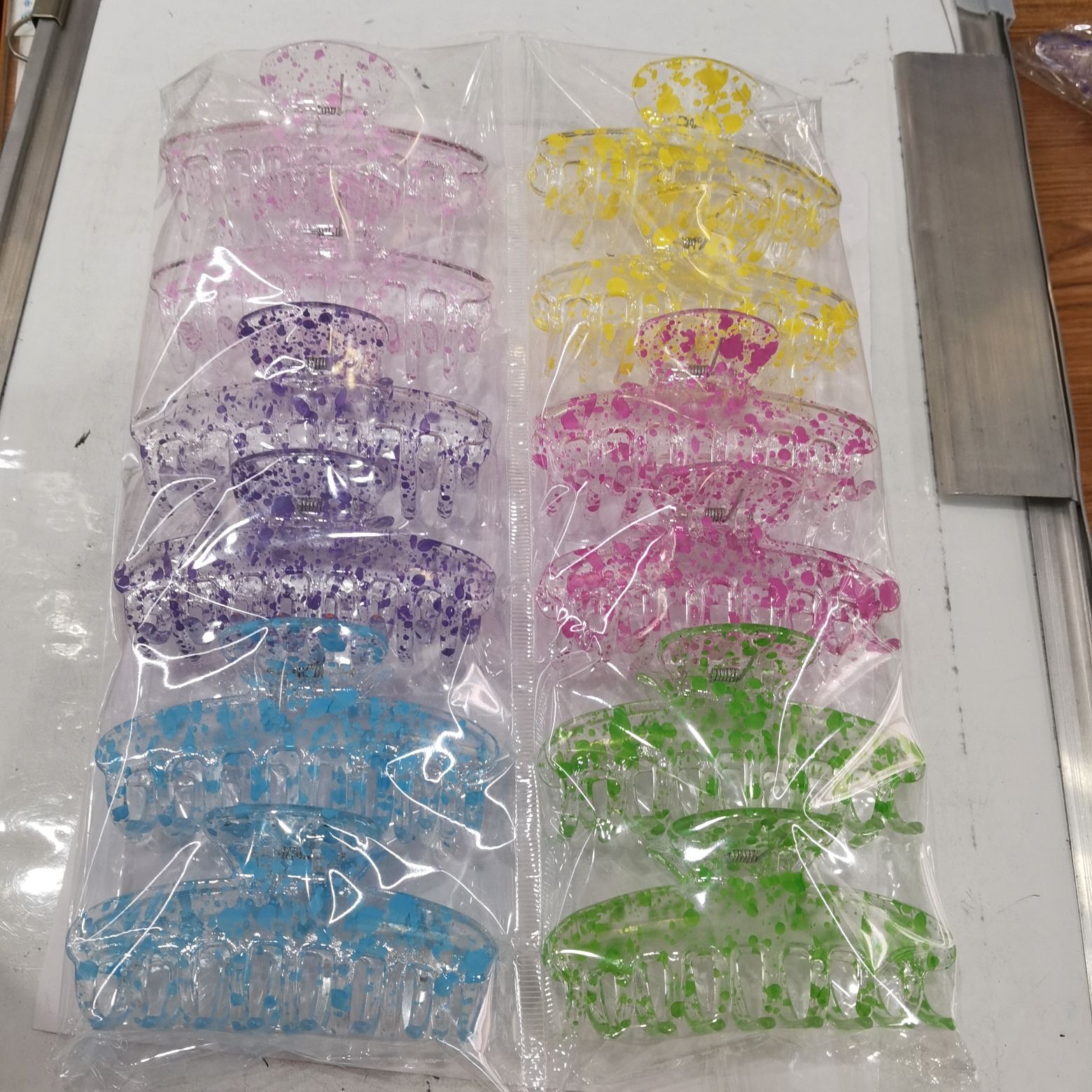 Haishen Accessories, a popular and trendy Korean-style fashion classic, transparent scallion powder fried flower jelly, crystal grab clip, plastic shower clip Item Picture