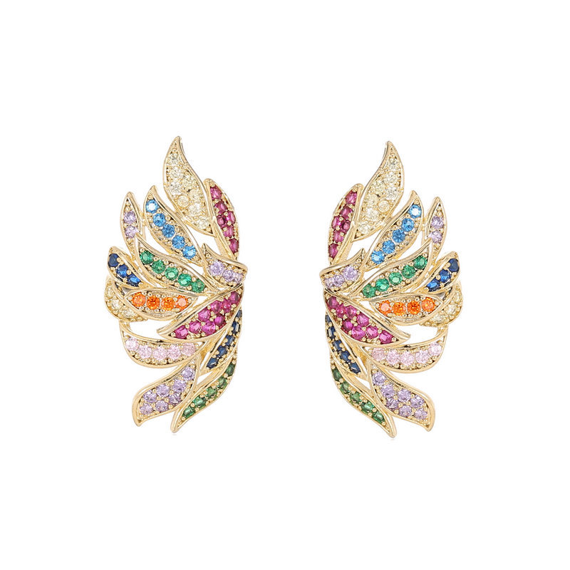 The 2022 new trendy earrings feature a light luxury and fashionable design with zircon inlays, creative feather wings, and no ear piercings or ear bone clips detail image 6