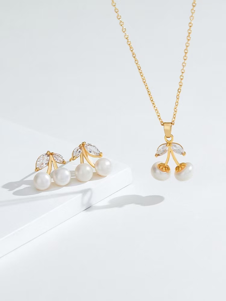 A set of freshwater pearl cherry with a niche design sense and a light luxury and high-end look details Picture