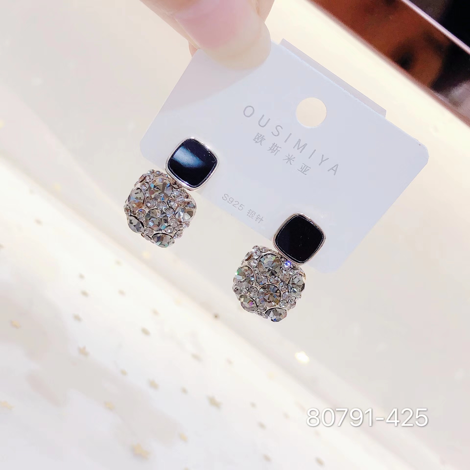 韩版耳环/四方耳钉/银针耳环细节图