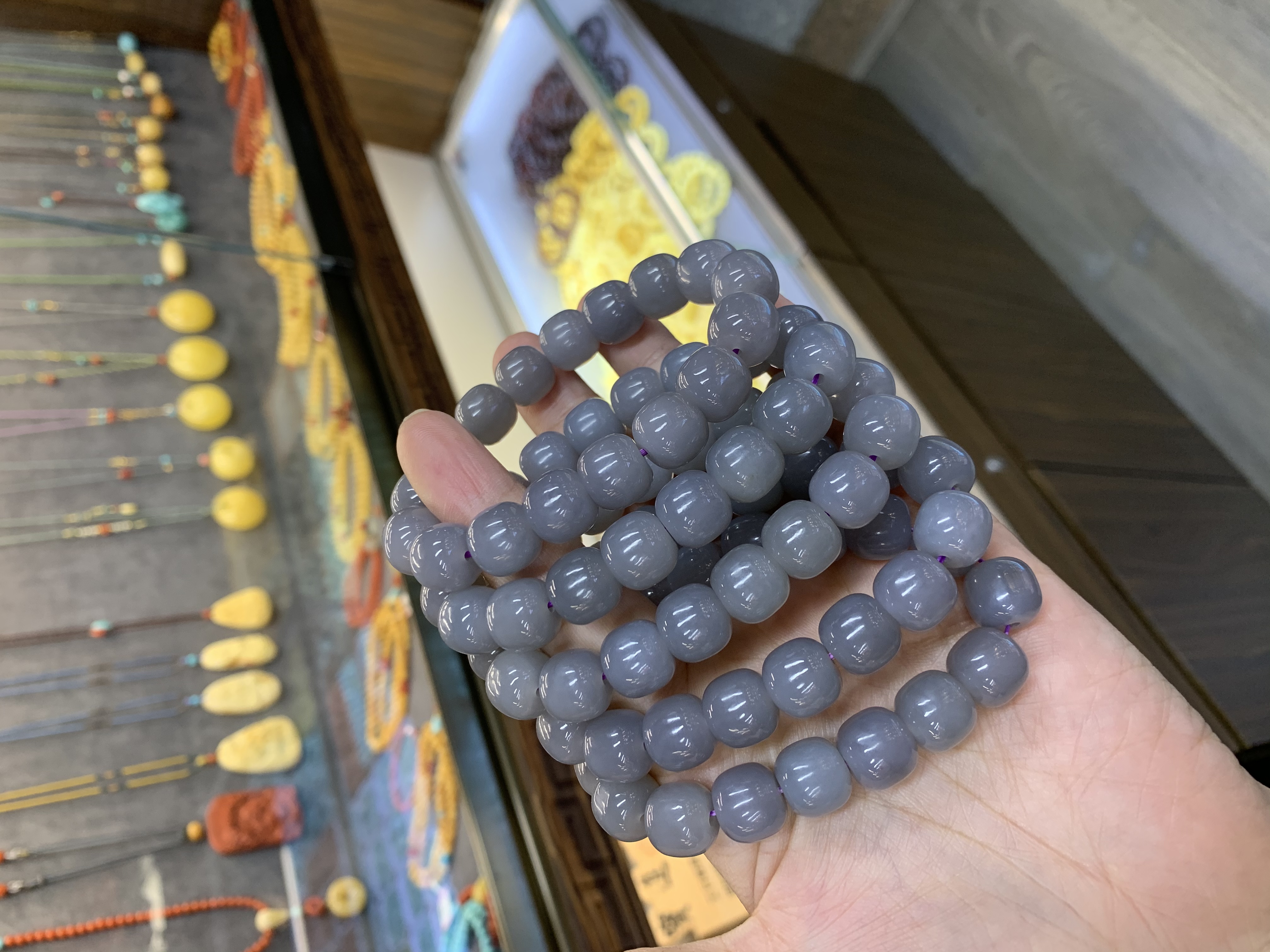 和田玉/烟紫/手串产品图