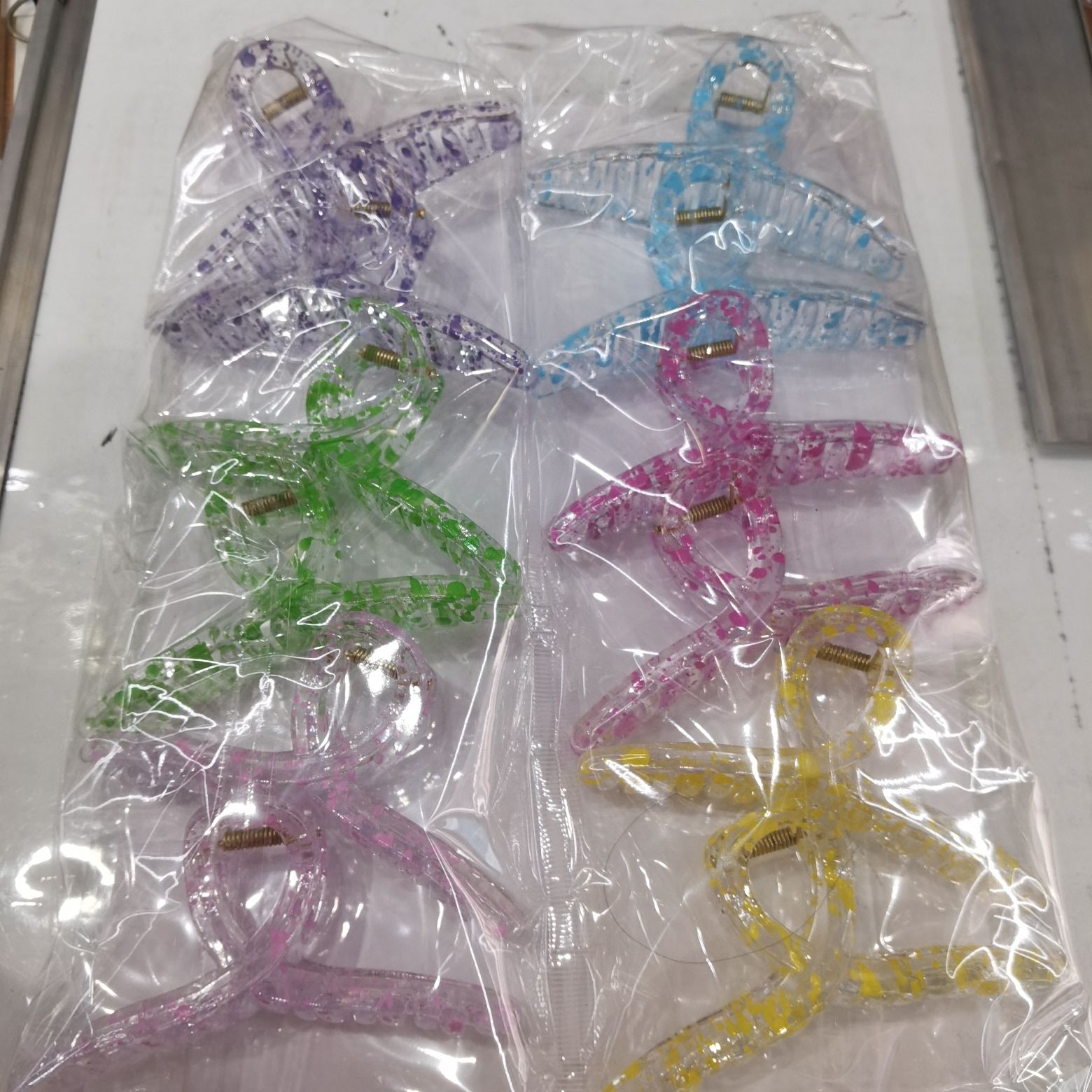 Haishen Accessories, a popular and trendy Korean-style fashion classic, transparent scallion powder fried flower jelly, crystal grab clip, plastic shower clip