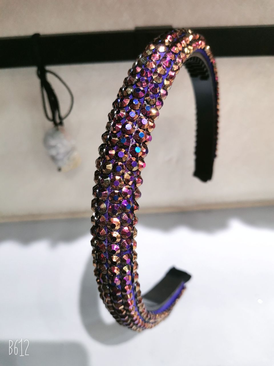 European and American brand crystal full diamond sponge hair band, candy color for women, versatile for going out, hairpin for pressing hair, heightening the top of the head headband pic 3