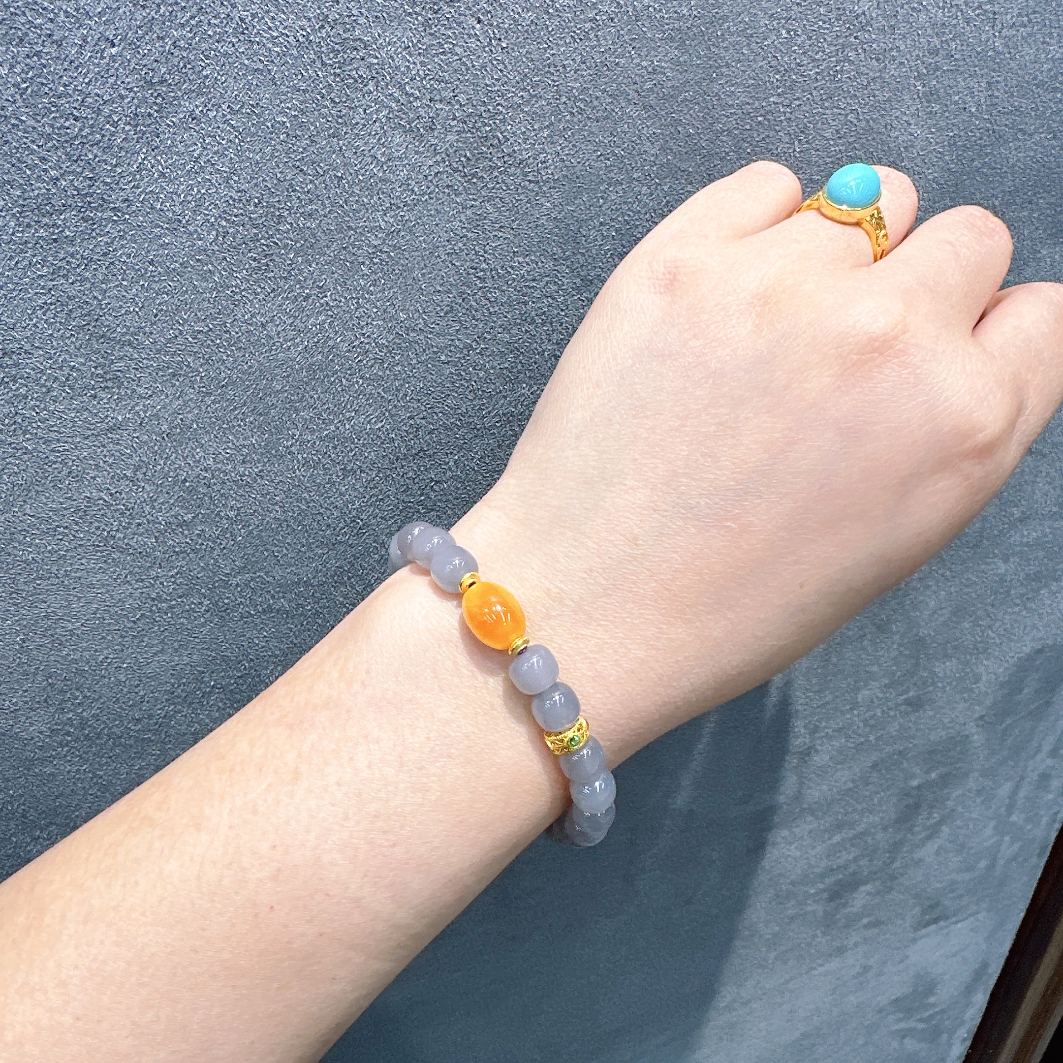 Smoky purple Hetian jade bracelet, Old amber Xiangyu 00323 Specification image