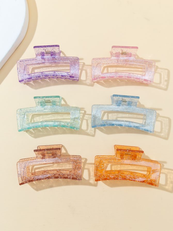Haishen Jewelry is a popular and trendy Korean-style fashion classic for ladies. It features transparent scallion pink, square glitter pink and bright pink transparent grabbers details Picture