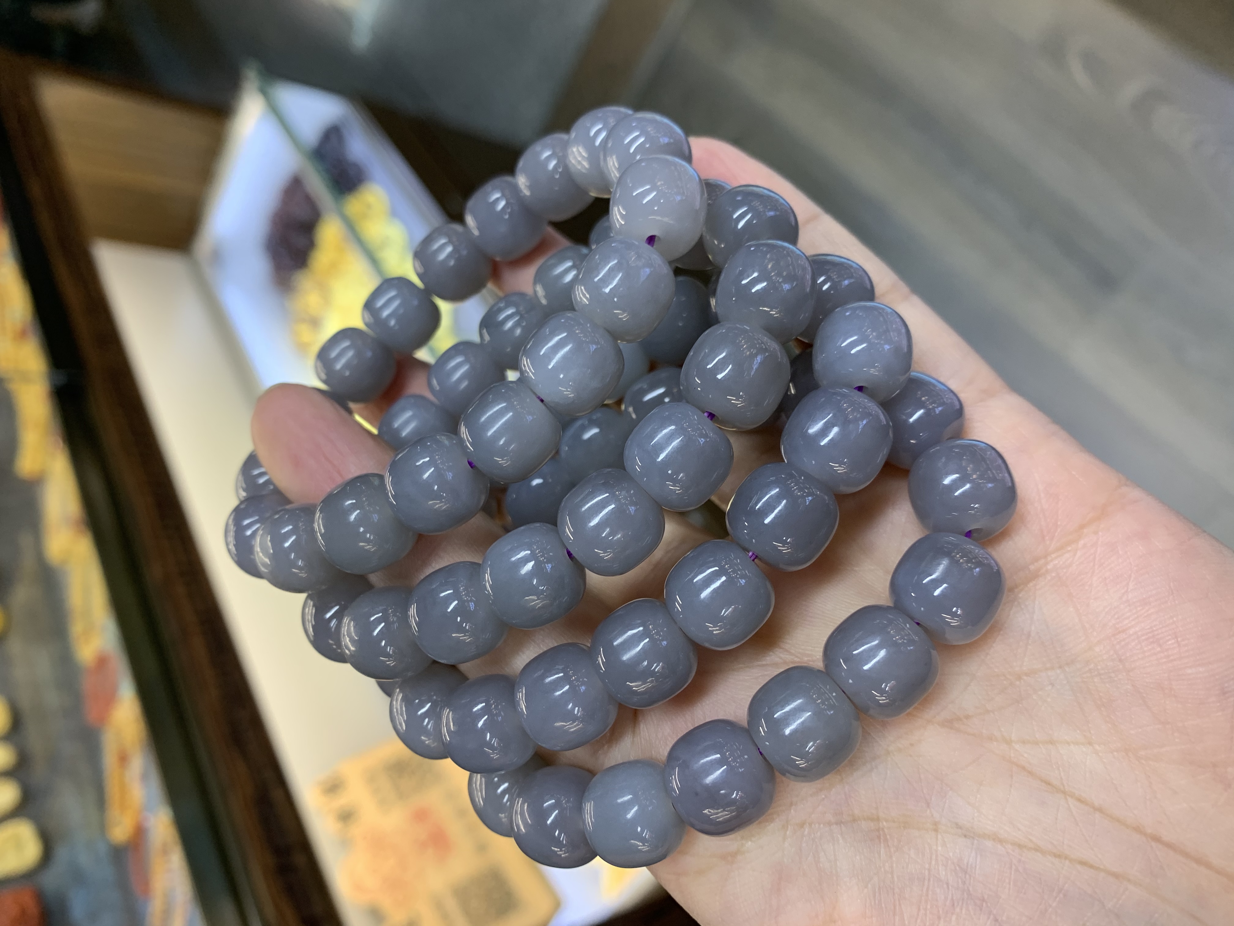 烟紫和田玉12mm手串翔宇00023