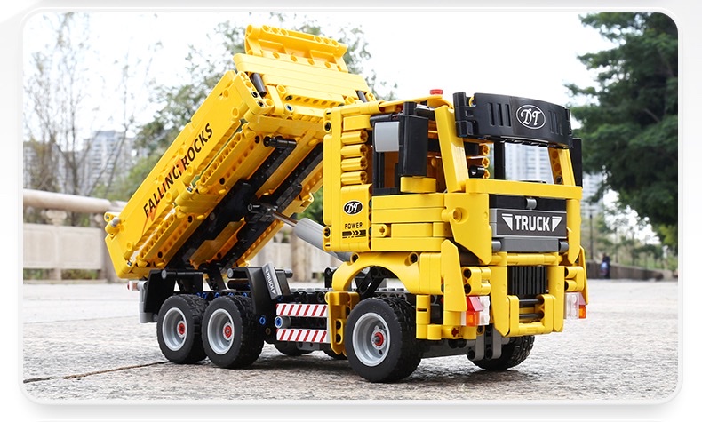 15025 Yuxing Mowang Engineering Dump Truck Series Remote Control Building Block Technology Mechanical Set MOC Children's Toy Assembly Model Specification image