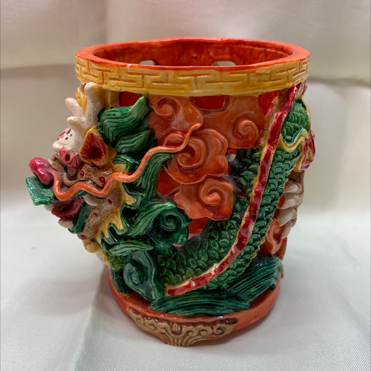 CAI's exquisite resin hand-painted art Piece 10318 Single Dragon Pen Holder Stationery Piece (Single Style) Item Picture