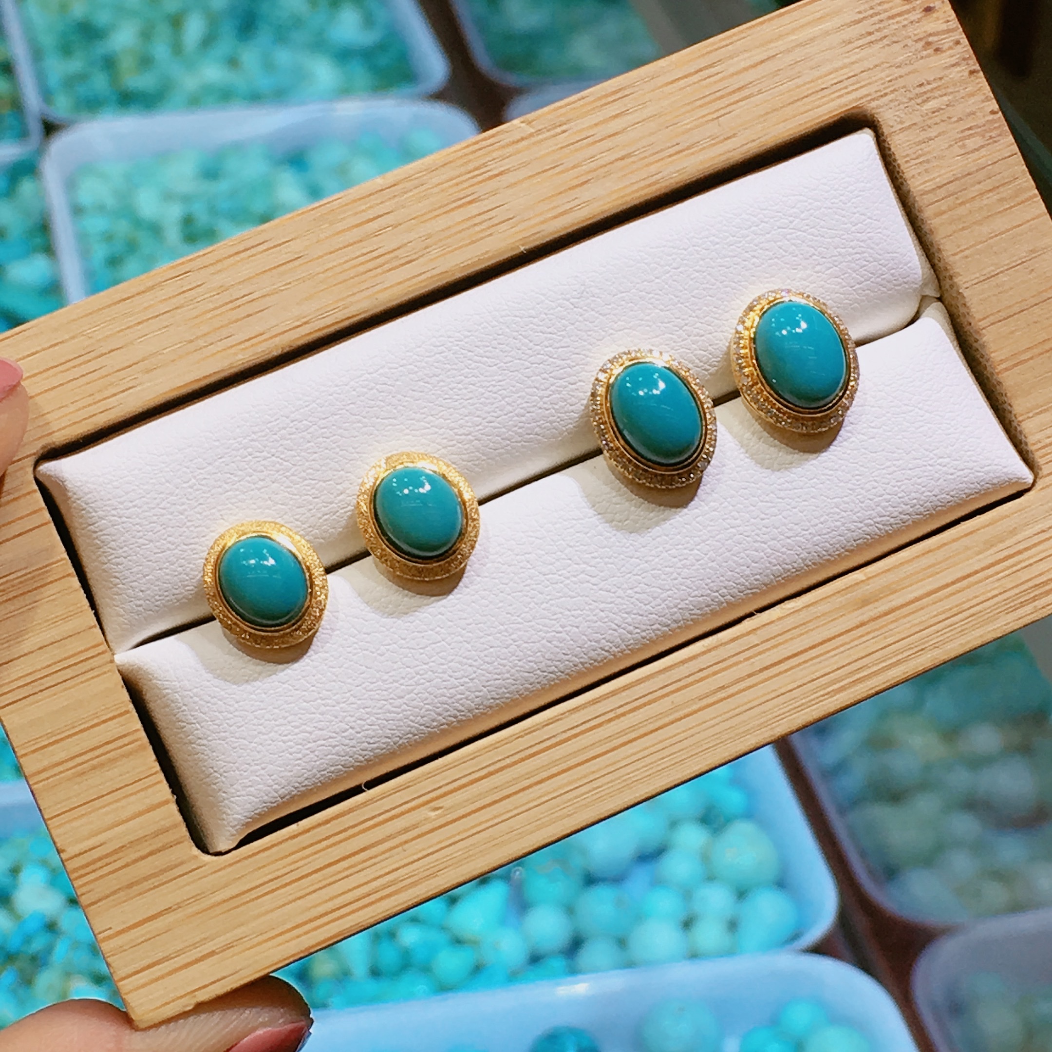 绿松石/耳钉/高瓷产品图