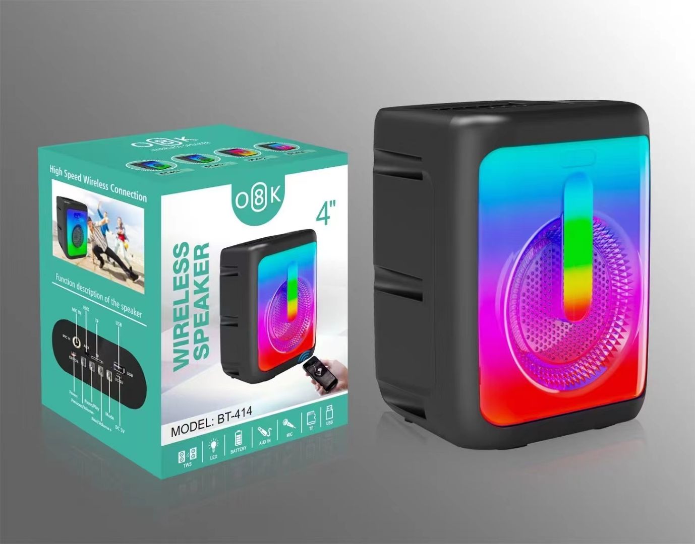 蓝牙音箱带火焰灯可插U盘TF卡