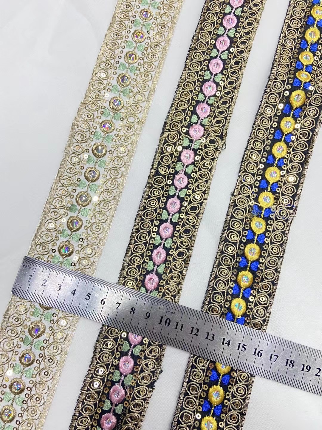 Colorful embroidery with sequins of car bones details Picture