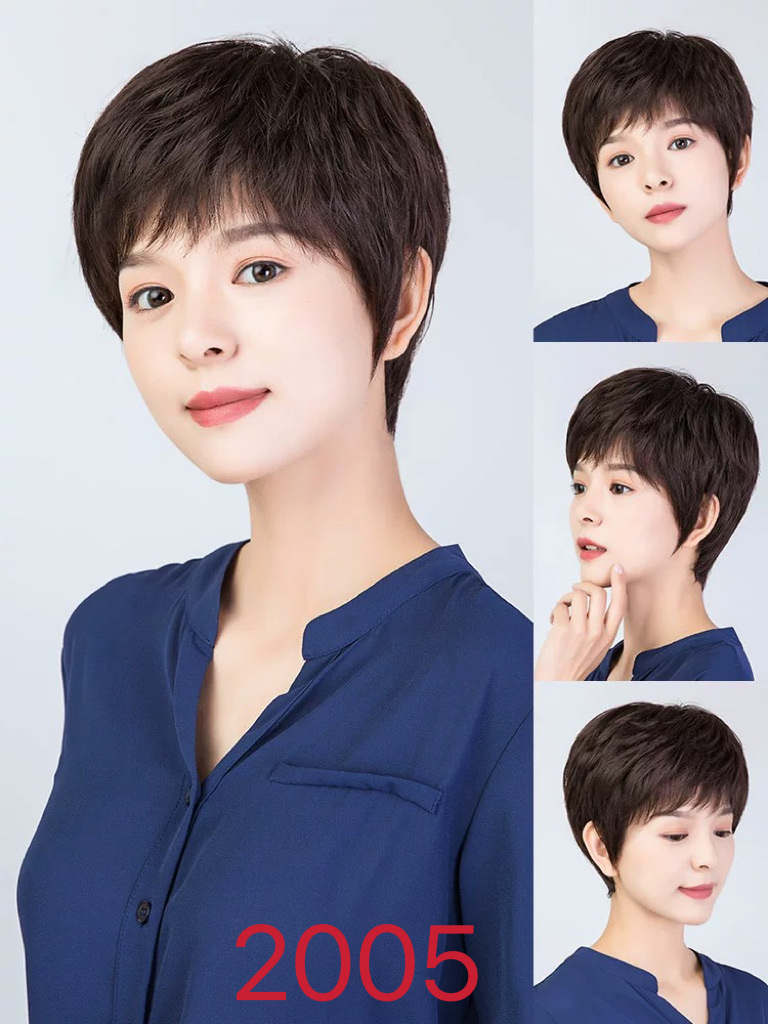 Middle-aged and elderly women's wigs, short summer hair for mothers, real hair for women, full head coverings, natural real hair strands, full real hair coverings, 6 Application Scenario