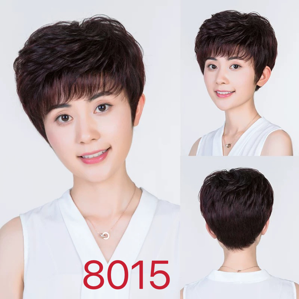 Middle-aged and elderly women's wigs, short summer hair for mothers, real hair for women, full head sets, natural real hair strands, full real hair wigs, 7 Application Scenario
