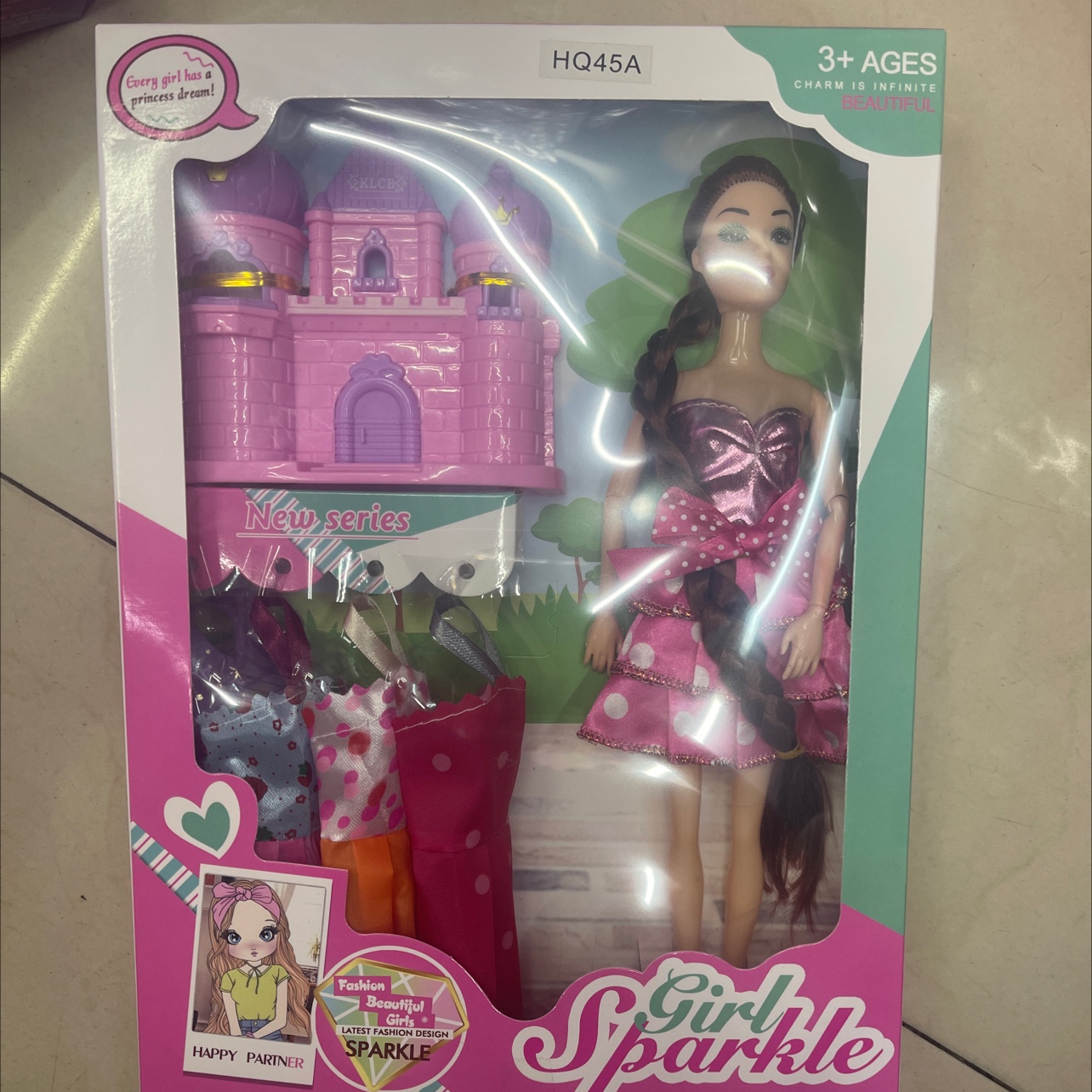 New doll set with accessories. The dolls are solid and the hair is randomly selected.