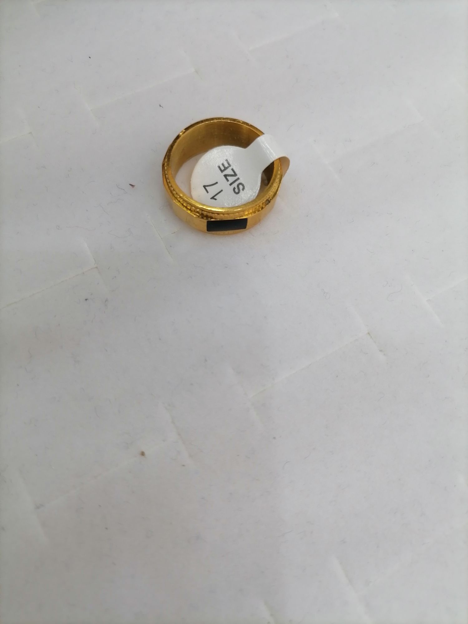 Titanium steel gold double print oil drip ring, Red Star Jewelry 011-190 detail image 3