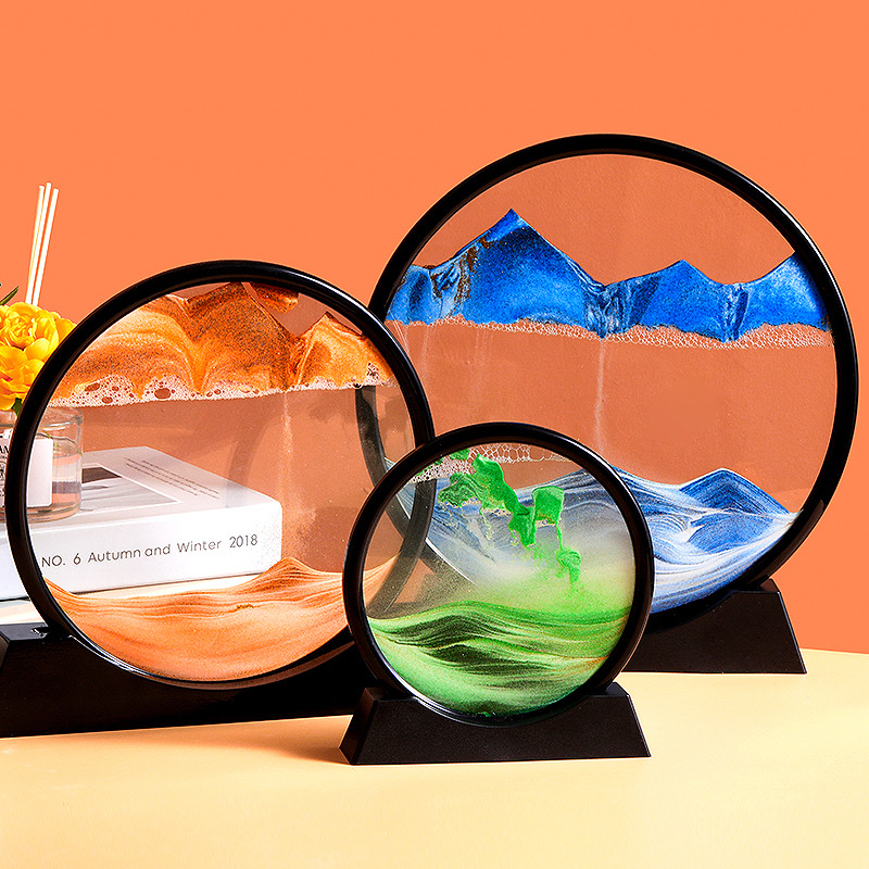 3D时光沙漏摆件创意圆形玻璃流沙画家居装饰品教师节送老师办公室