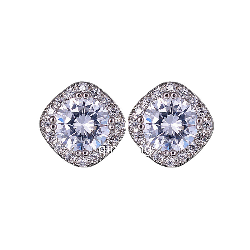 Korean style fashionable stud earrings, copper inlaid with eight hearts and eight arrows, AAA zircon earrings, classic jewelry factory direct sales, 925 silver needle detail image 5