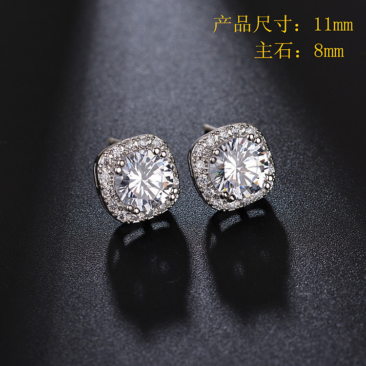 Korean style fashionable stud earrings, copper inlaid with eight hearts and eight arrows, AAA zircon earrings, classic jewelry factory direct sales, 925 silver needle Application Scenario