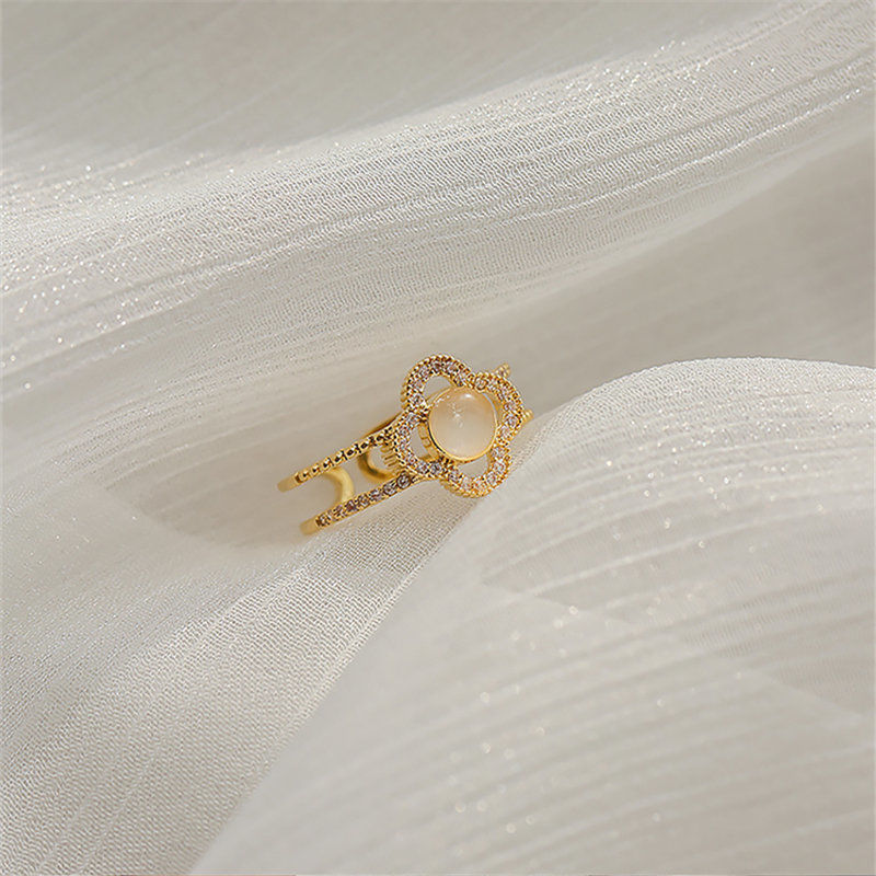 Cat's eye stone geometric opening ring, Korean simple index finger ring, internet-famous personality joint ring, tail ring accessory detail image 4