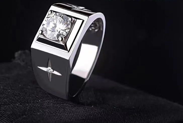Fashionable rings, men's diamond rings, business simple men's rings, wedding rings details Picture