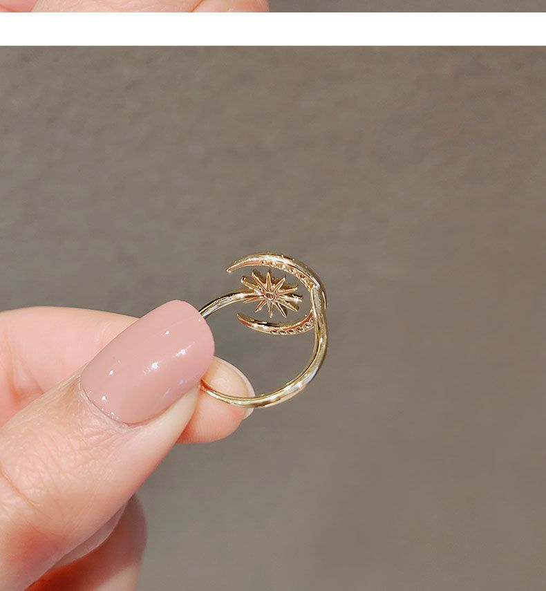 Summer moon ring, a niche design for women, a forest-themed fashionable index finger ring, a Japanese-style light luxury ring with a cold style that is popular among Internet celebrities detail image 3