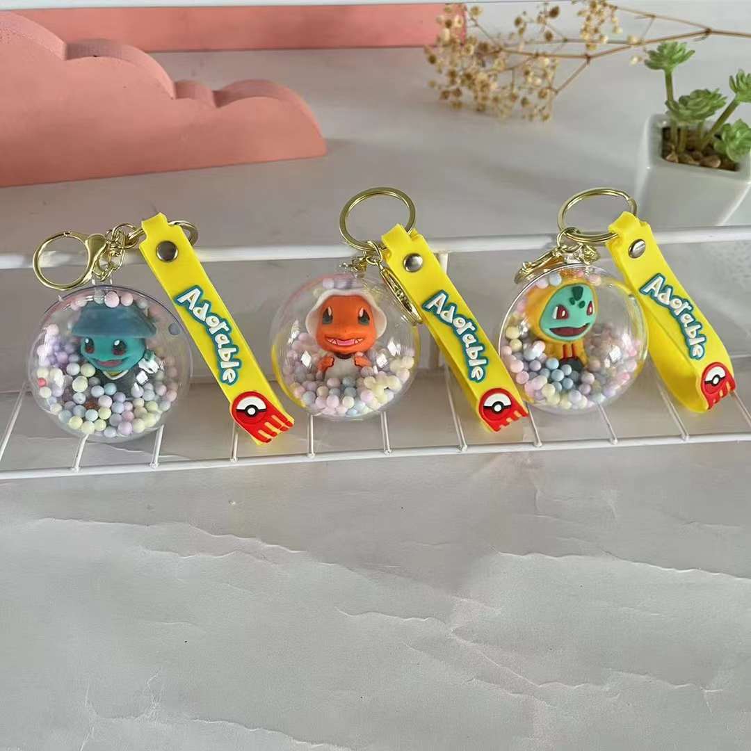 Nuevo estilo de venta caliente cuentas de alec bola transparente llavero creativo coreano versión de dibujos animados lindo pequeña chica moe coche llavero pequeña chica bolsa de corazón llavero colgante bugigantilla PVC silicona regalos artesanía al por mayor Item Picture
