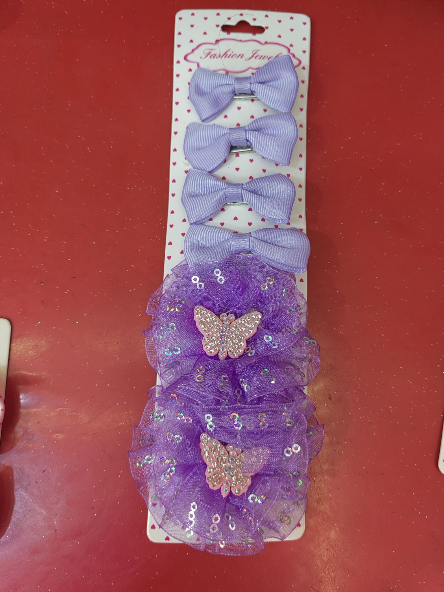 068流行饰品双层亮片粘蝴蝶钻蝴蝶结发夹