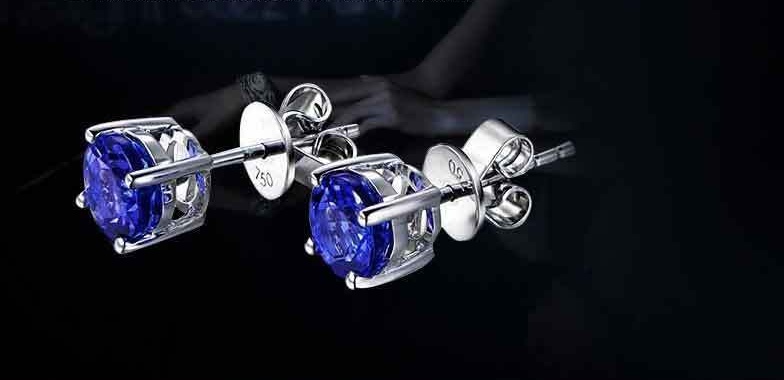 耳钉精致不过敏简约七彩黑钻耳坠蓝宝石耳环女详情图4