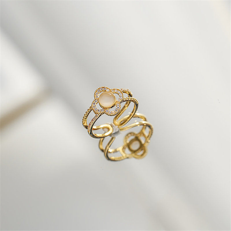 Cat's eye stone geometric opening ring, Korean simple index finger ring, internet-famous personality joint ring, tail ring accessory detail image 3