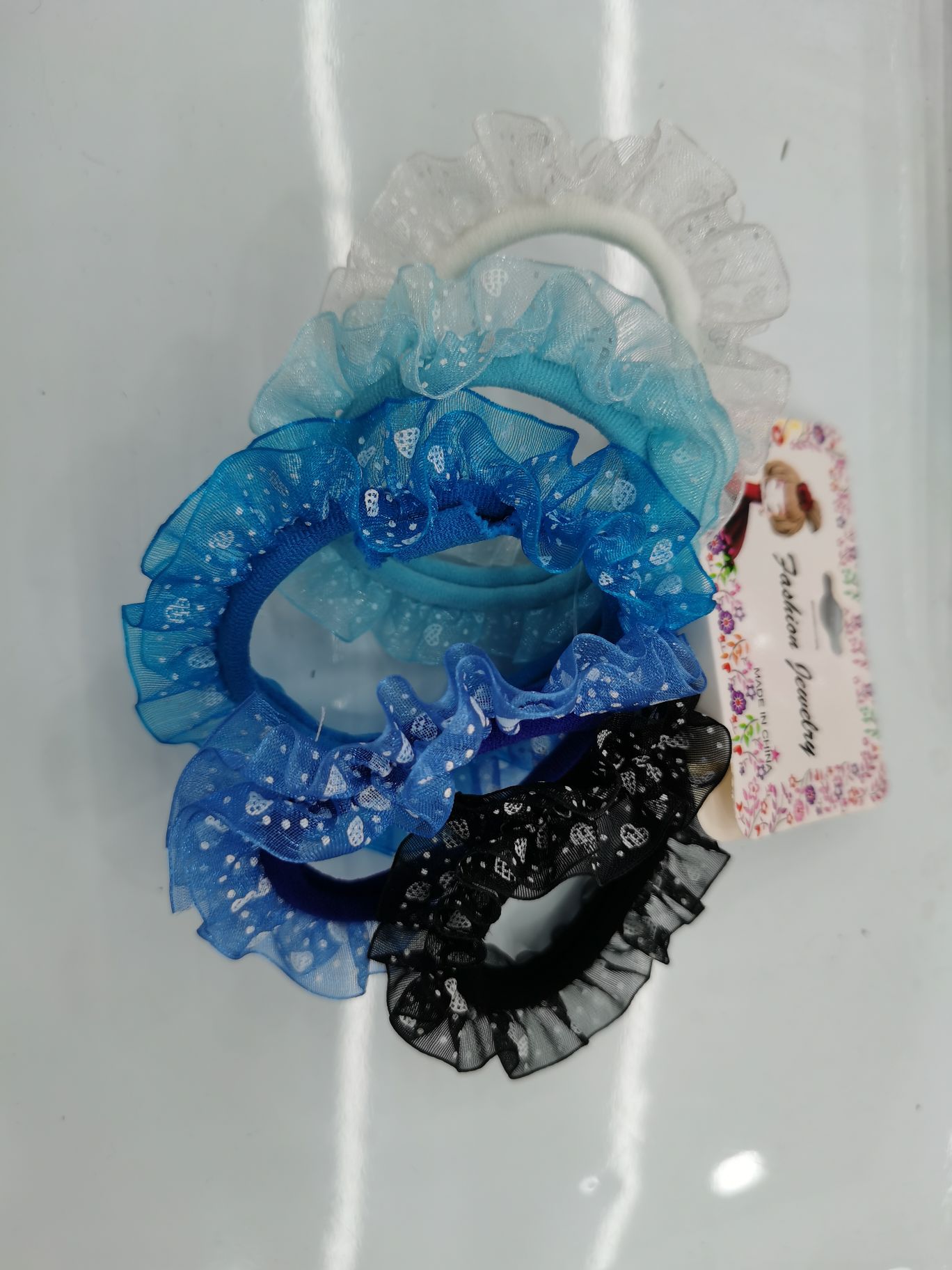 Collar de cabeza de encaje, 5 piezas en una tarjeta, muchos estilos de encaje, con estrellas:, punto, corazón de melocotón y así sucesivamente