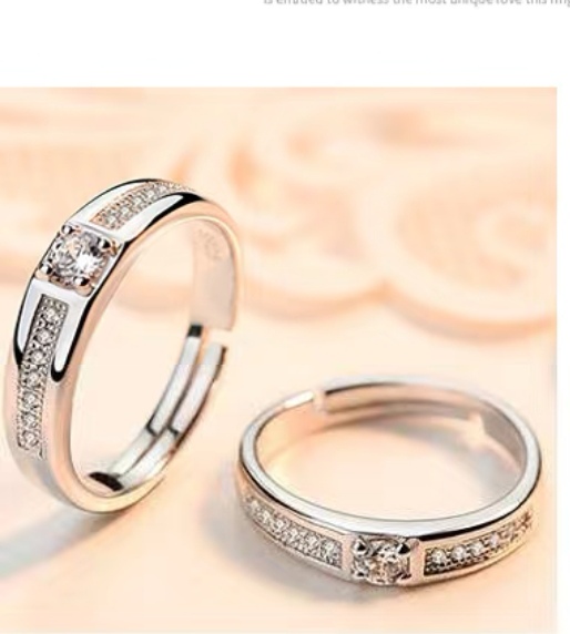 Couple rings, female couple rings, male diamond rings, open rings, wedding birthday Korean version, student gift accessories detail image 3