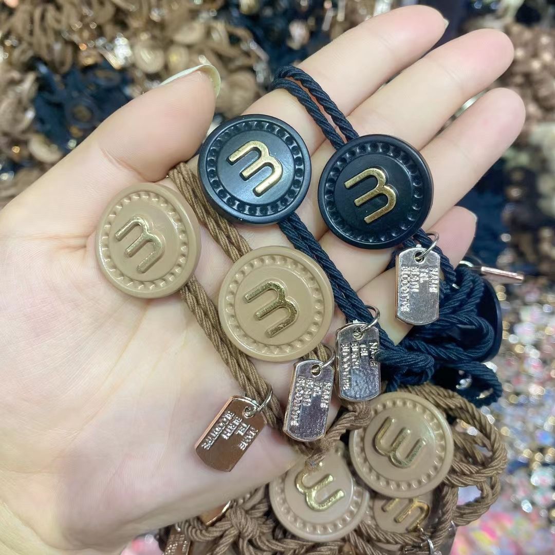 精品流行百搭網紅纽扣图皮筋一百条一包锦璐飾品详情图5