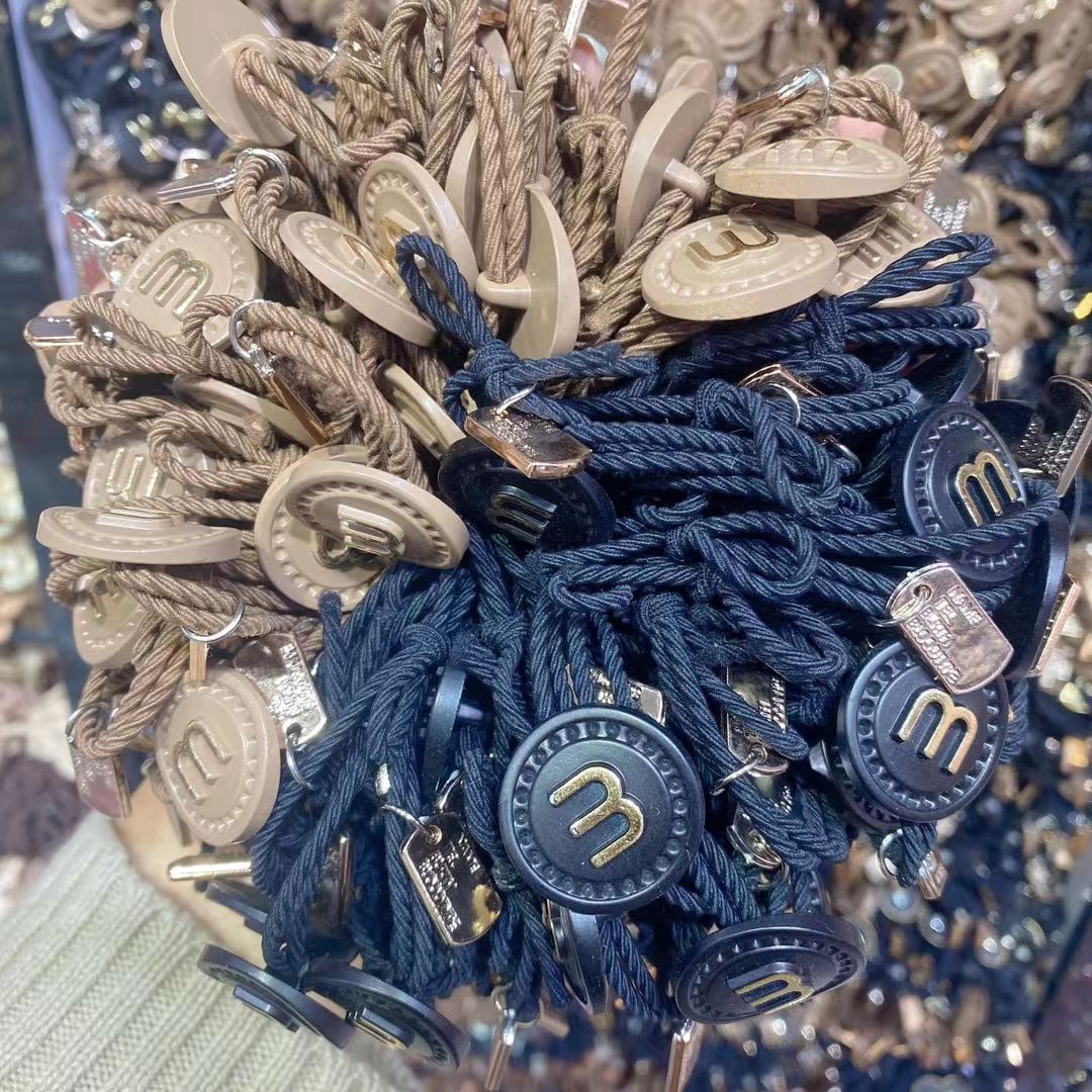 精品流行百搭網紅纽扣图皮筋一百条一包锦璐飾品