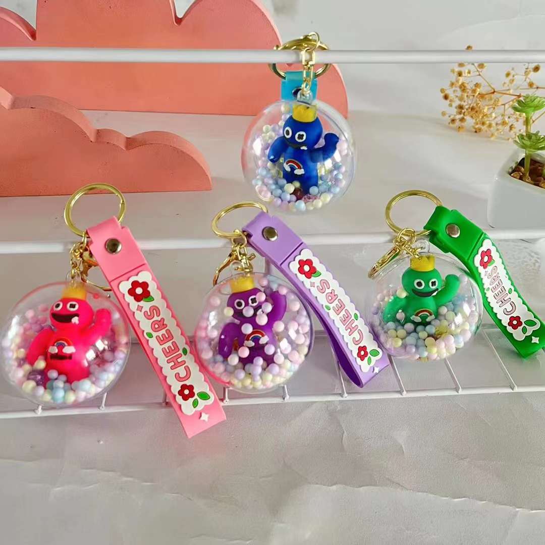 Nuevo estilo de venta caliente cuentas de alec bola transparente llavero creativo coreano versión de dibujos animados lindo pequeña chica moe coche llavero pequeña chica bolsa de corazón llavero colgante bugigantilla PVC silicona regalos artesanía al por mayor Specification image