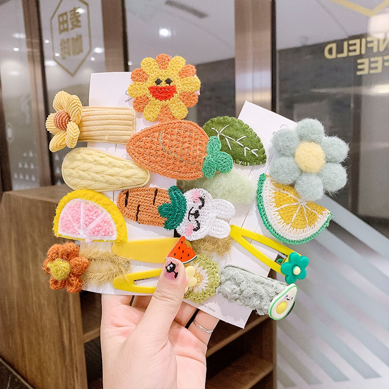  日系毛绒卡通儿童发夹可爱侧边夹子少女可爱发卡羊羔毛刘海夹头饰