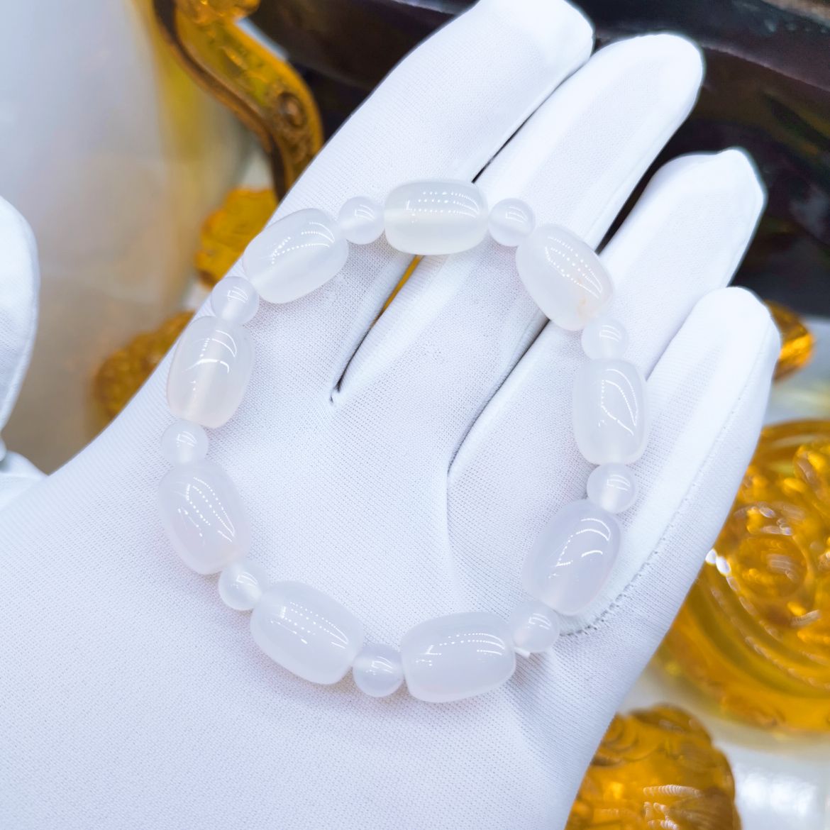 White chalcedony agate bracelet for women