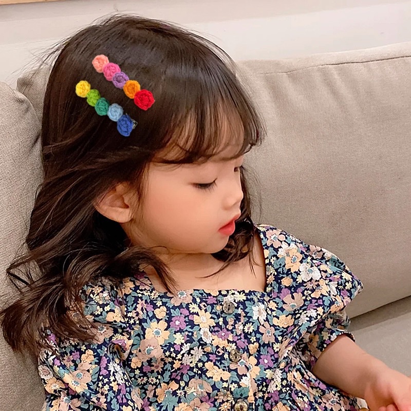  秋冬季针织花朵发夹毛线侧边夹简约鸭嘴夹少女心刘海发夹子头饰品创意饰品细节图