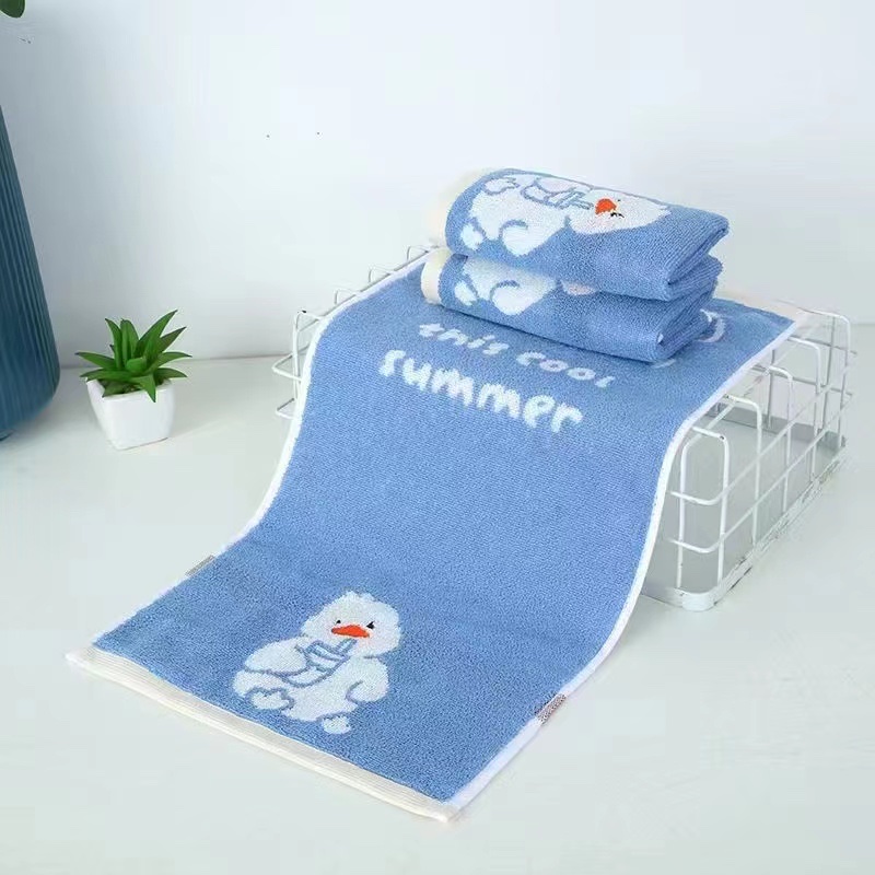 Toalla pequeña de algodón suave y absorbente no se cae el pelo para los niños de la escuela primaria uso doméstico 100% algodón linda cara washing rectangular toalla de mano details Picture