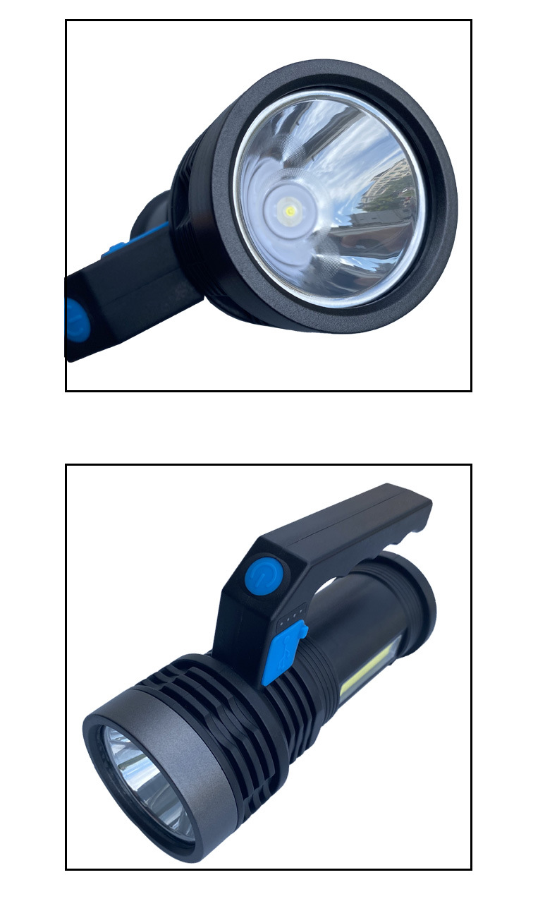 跨境多功能强光手提灯USB充电COB侧灯户外巡逻远射探照灯手电筒 详情图11