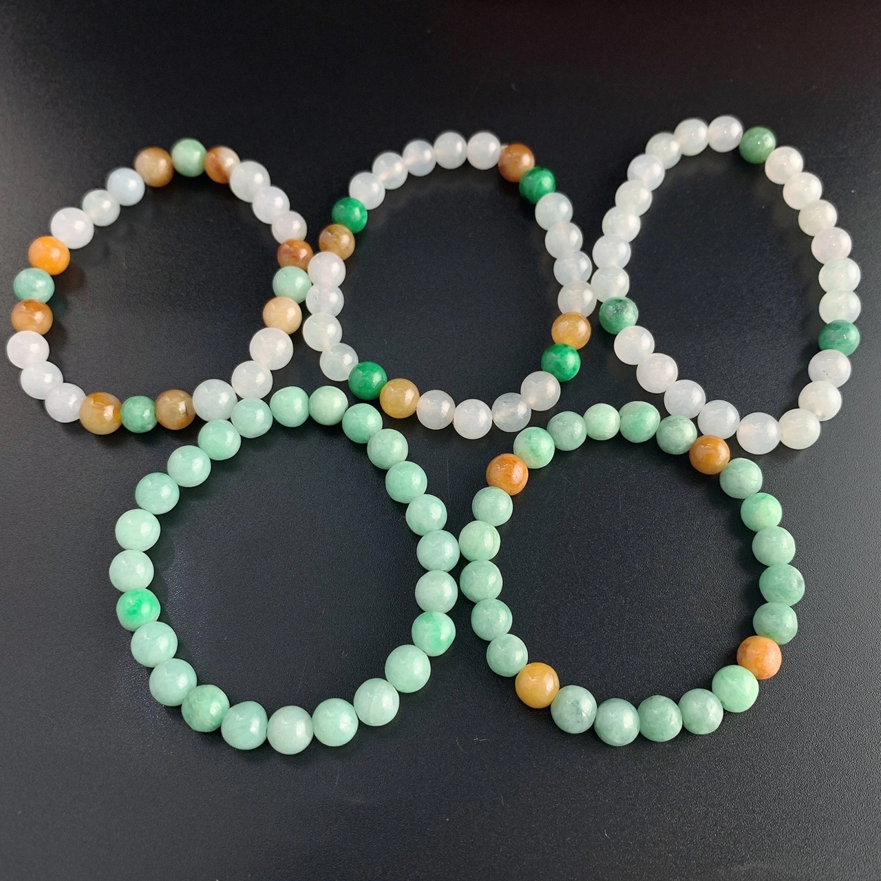 【东方玉器】天然缅甸翡翠三彩手串手链翡翠手饰