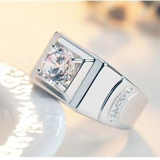 Business men's 1-carat diamond ring, a powerful men's ring with adjustable spout details Picture