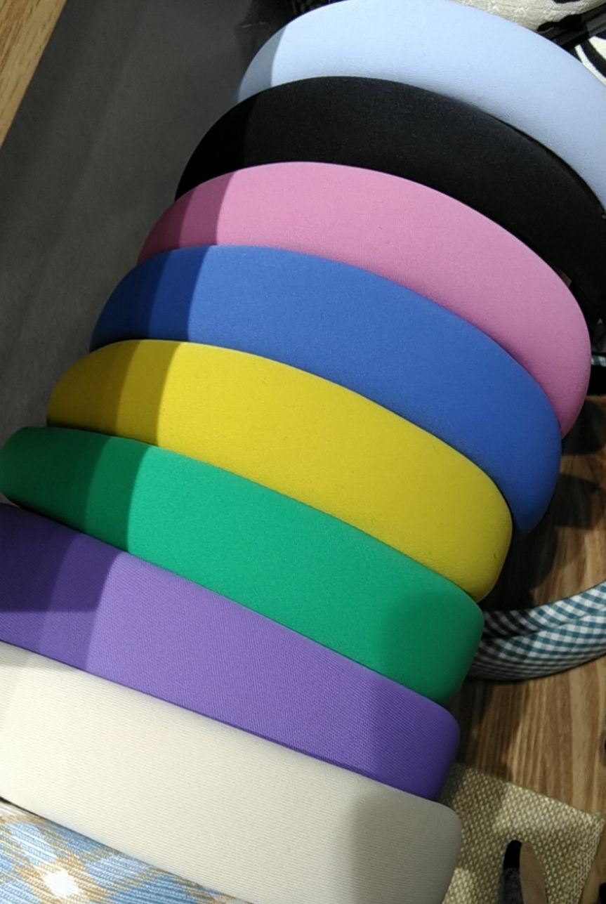 Korean French high-end style wide color hair band 3 cm super fairy-shaped sponge headband details Picture