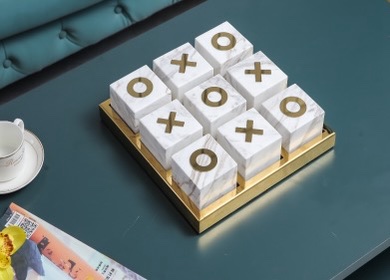 烤漆白色棋盘/不锈钢配件/电镀金色白底实物图