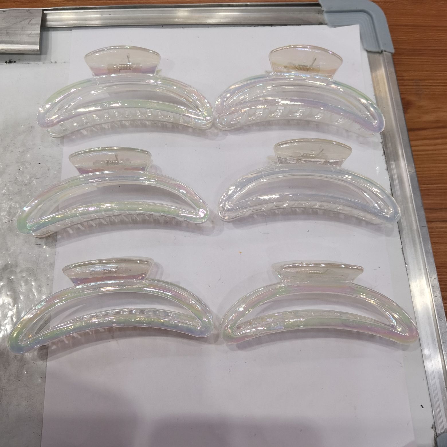 Haishen Accessories, a popular and trendy Korean-style fashion classic, 10 cm electroplated AB iridescent transparent grabber Specification image