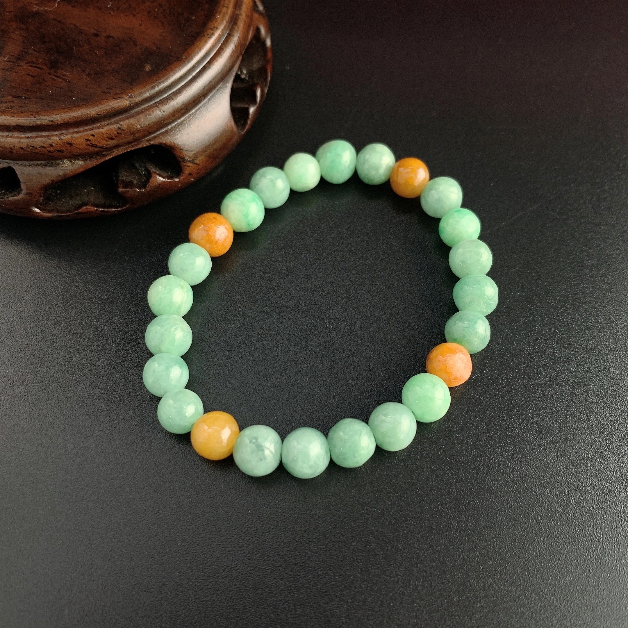 天然缅甸翡翠/三彩/手串手链白底实物图