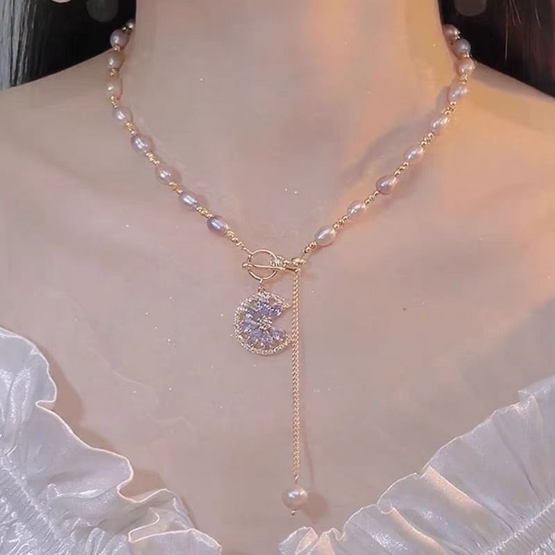 巴洛克天然淡水珍珠项链女小众设计高级感紫霞仙子夏季手链颈链图