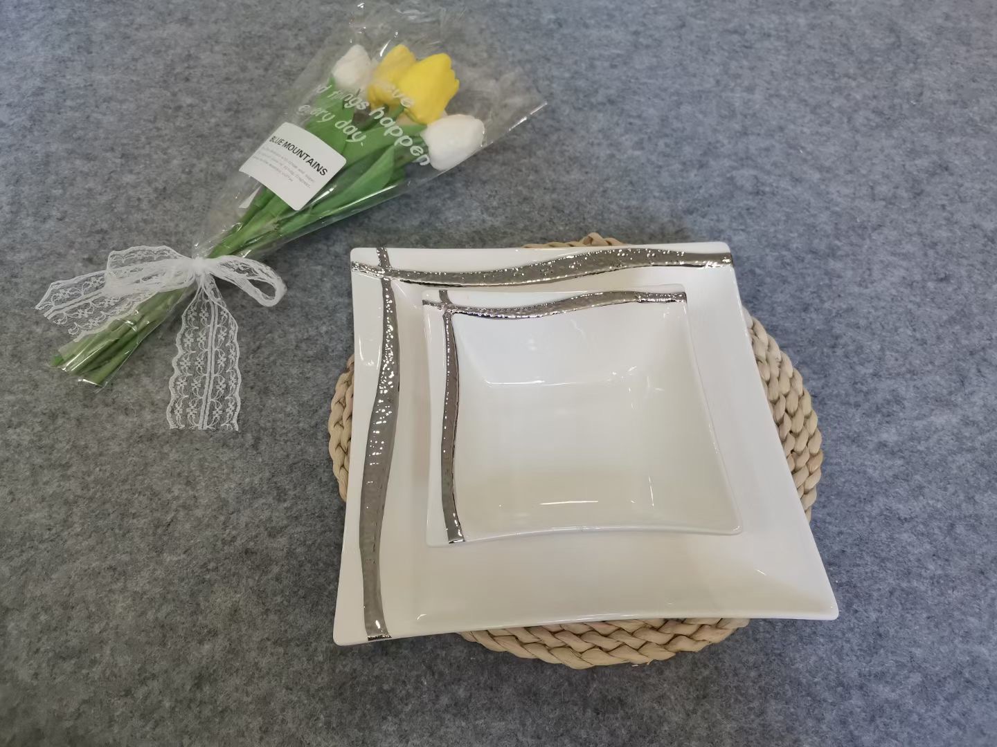 Simple style chain silver-plated dinner plate YS001 Yongsheng Item Picture