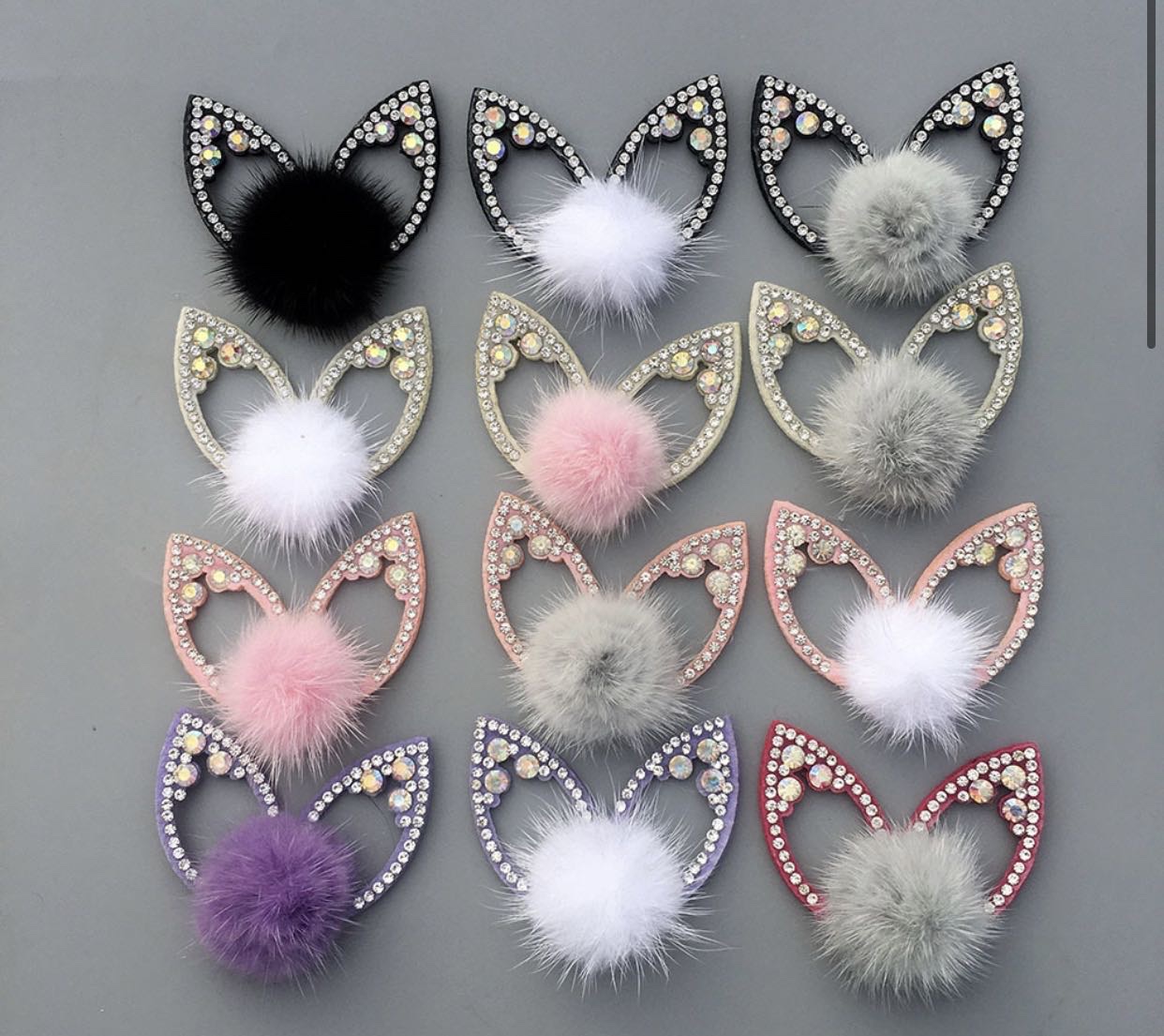 Non-woven fabric rhinestone and water drill ears, children's hair bands, shoe and clothing accessories details Picture