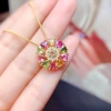 Imitation natural candy-colored tourmaline pendant, women's rainbow seven-color flowing light gradient colored diamond and colored gemstone necklace Item Picture